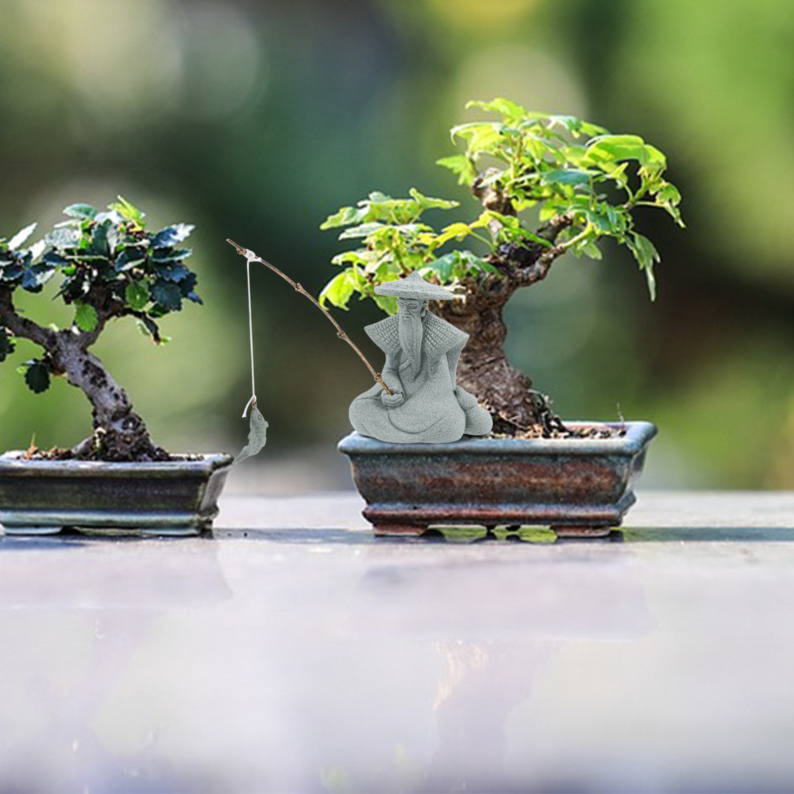 Mini Fisherman Statue Resin El - đánh giá và giá Bonsai Garden Mini