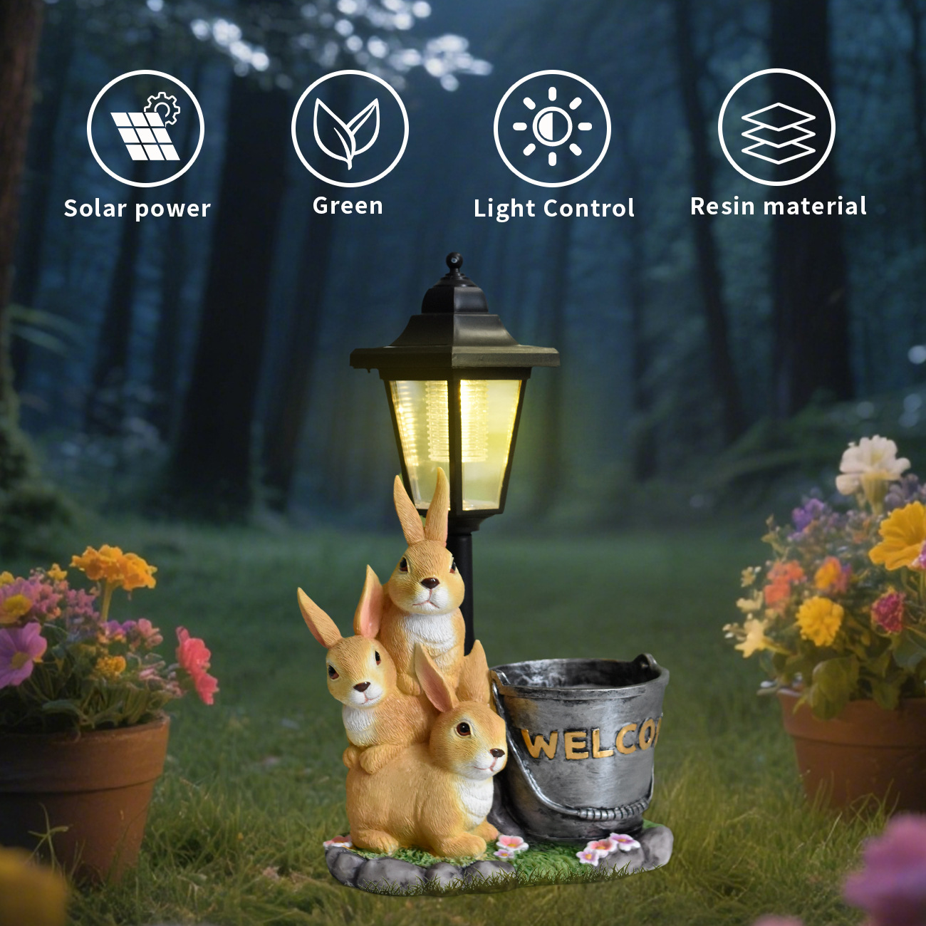 New rabbit solar garden light  - đánh giá và giá Bonsai Garden Accessories